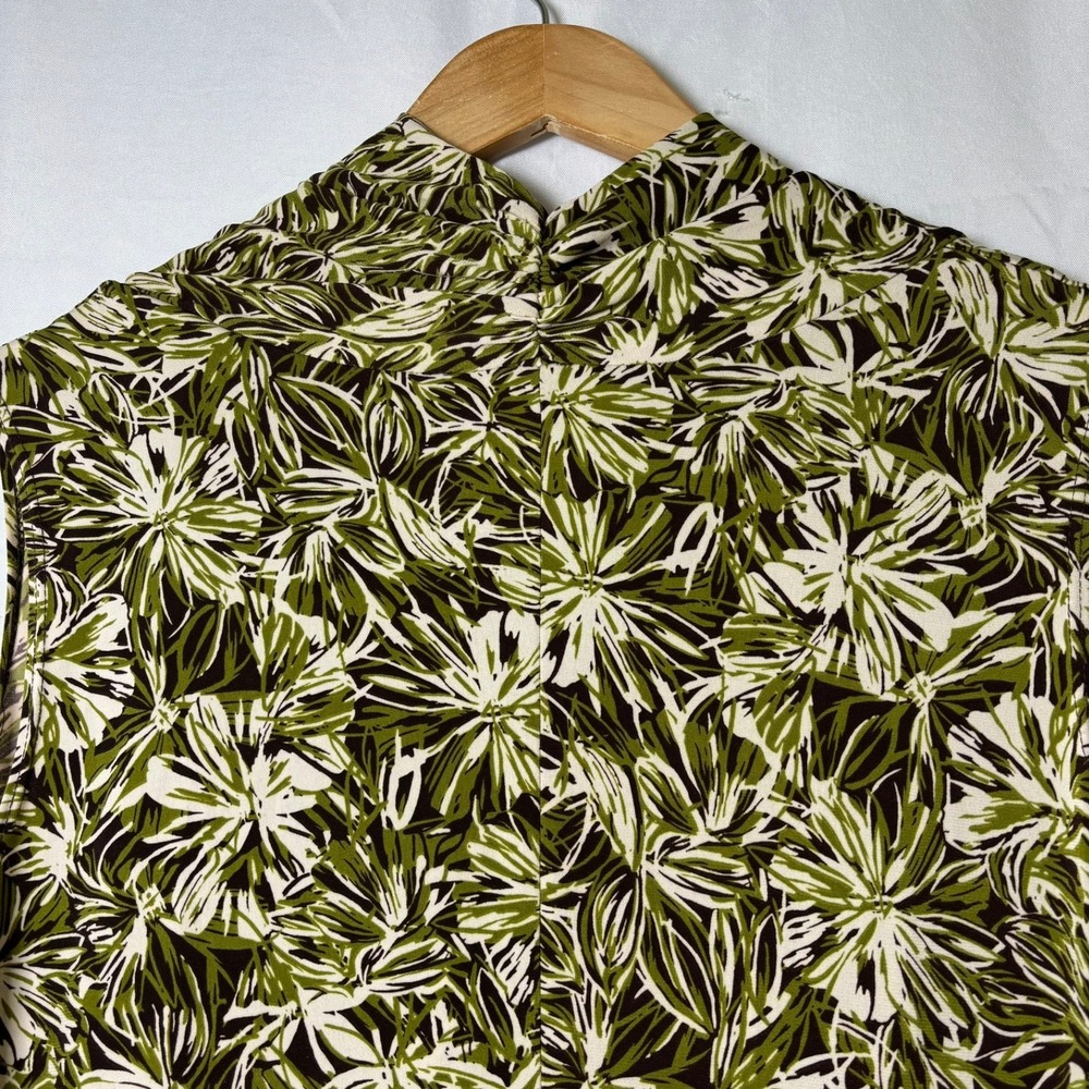 Avenue Faux‎ Wrap Midi Dress Womens 14/16 Green Floral Tropical Sleeveless - Picture 5 of 8